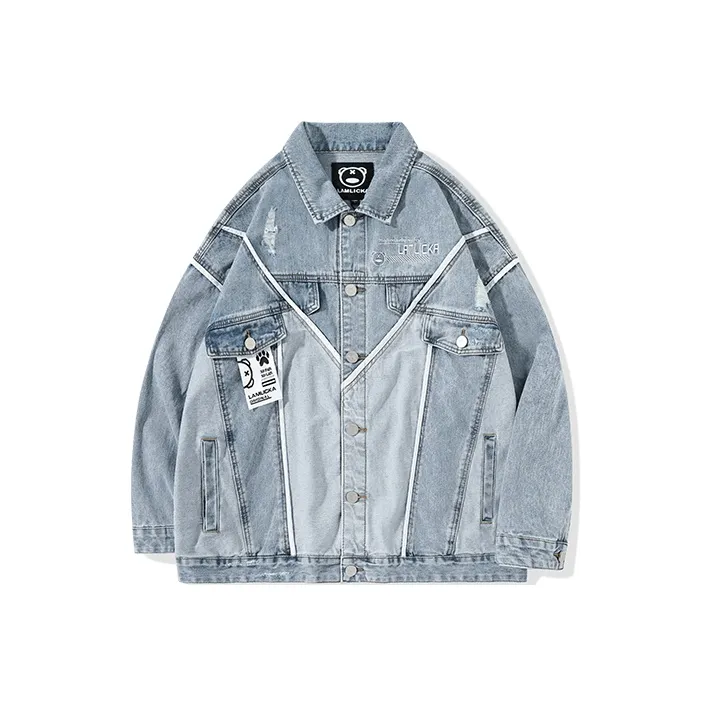 LAMLICKA Loose Fit Denim Jacket Unisex Blue-0