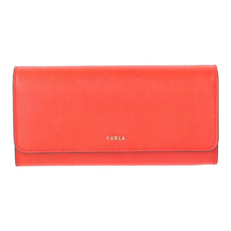Furla Cow Leather Long Wallets Women's Orange-0