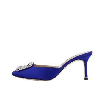 MANOLO BLAHNIK Closed Toe Slippers 7cm Women's Blue