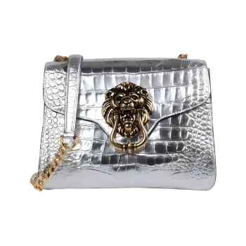 MOSCHINO Leather Crossbody Bag Shoulder Bag Women's Gray