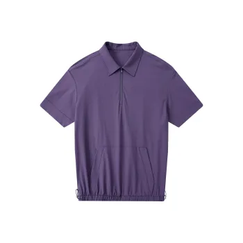 A.B.X Lapel Half Zip Patch Pocket Lightweight Outdoor Short Sleeve Thin Coat Men's