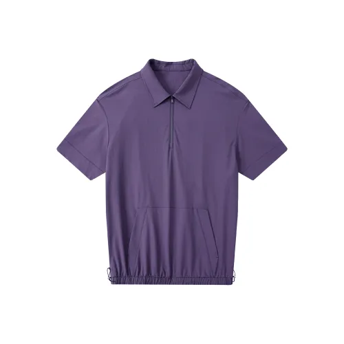 A.B.X Lapel Half Zip Patch Pocket Lightweight Outdoor Short Sleeve Thin Coat Men's