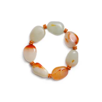 Artisan Lock Heart Jade Bracelets Pale Greenish White Jade Men's
