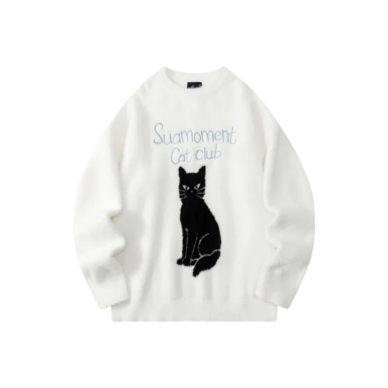 Suamoment Sweater Effortless Style Casual Loose Fit Couple Knitwear Unisex-4