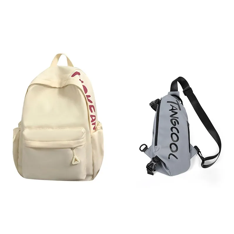 TANGCOOL Nylon Backpack Unisex White/Black/Pink/Blue/Yellow-79