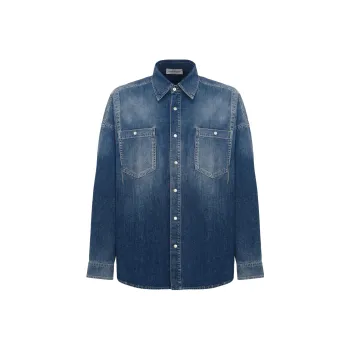Alexander McQueen Dart-Detailed Long Sleeved Denim Shirt