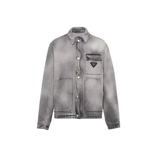 PRADA Denim Jackets Men Gray