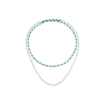 Eera Sterling silver Pearl Chain link Necklace