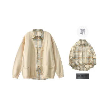 FAX FOR FMACM Knitwear Unisex Apricot+Yellow Plaid