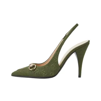 GUCCI Horsebit Slim Heel High Heels 8.5cm Women's Green