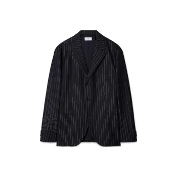 OFF WHITE 23 Print Pinstriped Straight Hem Blazer
