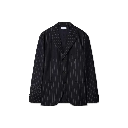 OFF WHITE 23 Print Pinstriped Straight Hem Blazer