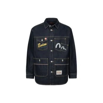 EVISU Denim Jackets Men Denim Blue