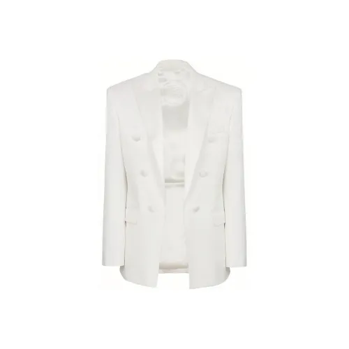 BALMAIN 6-Button Monogram-jacquard Satin-finish Blazer