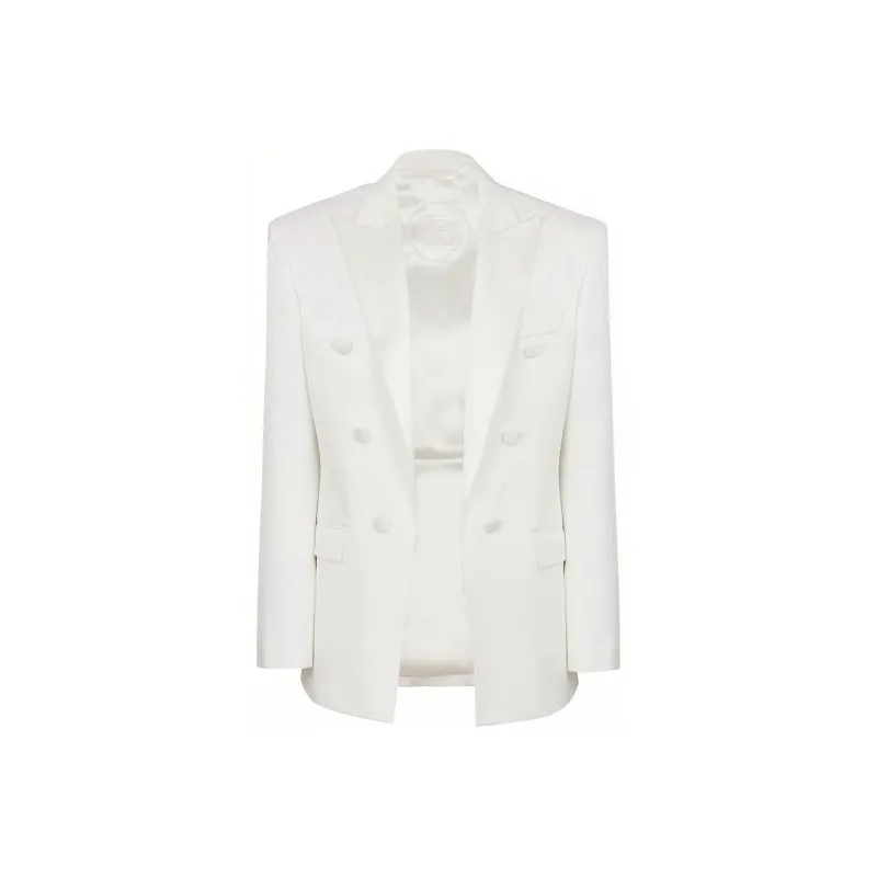 BALMAIN 6-Button Monogram-jacquard Satin-finish Blazer-0