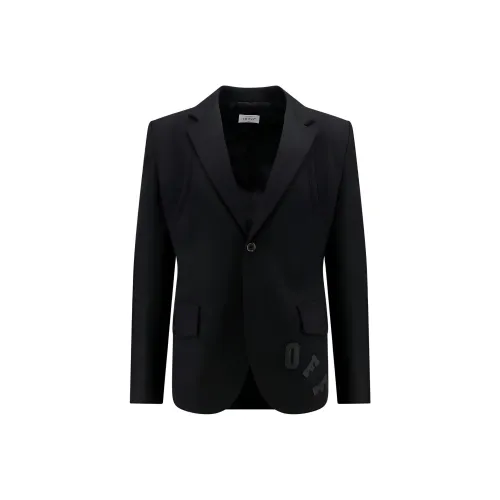 OFF WHITE Logo Embroidered Single Breasted Blazer