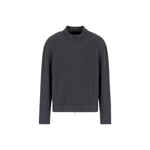 EMPORIO ARMANI Icon Full zip Cardigan In Vertical Ottoman stitch Viscose