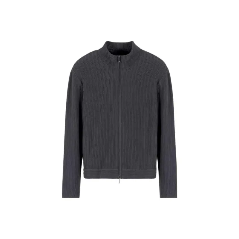 EMPORIO ARMANI Icon Full zip Cardigan In Vertical Ottoman stitch Viscose-0