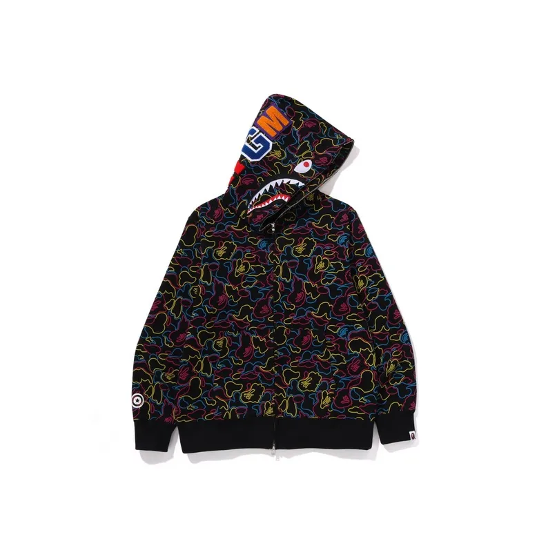 Bape Neon Camo Shark Full Zip Hoodie-3