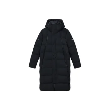 FILA Letter Hooded Long Down Jacket Men's Pitch Black