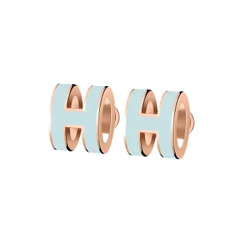 HERMES Metal Earrings Women's West Wind Blue, With Rose Gold Inlay