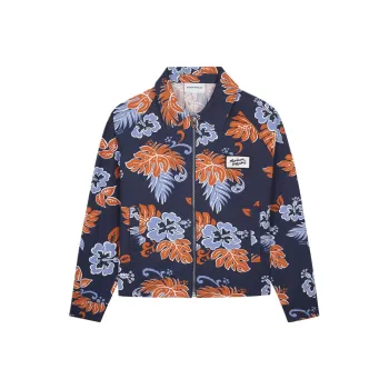 Maison Kitsune Floral print Zip up Cotton Jacket