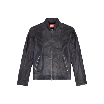 DIESEL L Krix Leather Biker Jacket With Piping