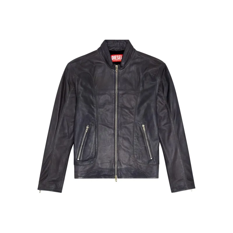 DIESEL L Krix Leather Biker Jacket With Piping-0