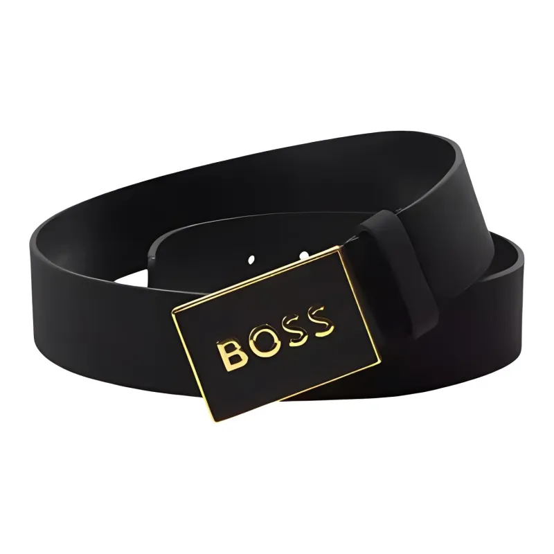 HUGO BOSS Cow Leather Belts Men's Black Width 3.8cm-0