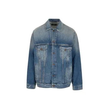 Balenciaga FW22 Denim Jacket Men's Regular Fit Blue
