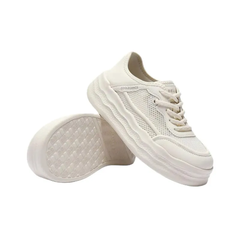 BELLE Abrasion Resistant Low Top Skateboard Shoes Women's Beige-4