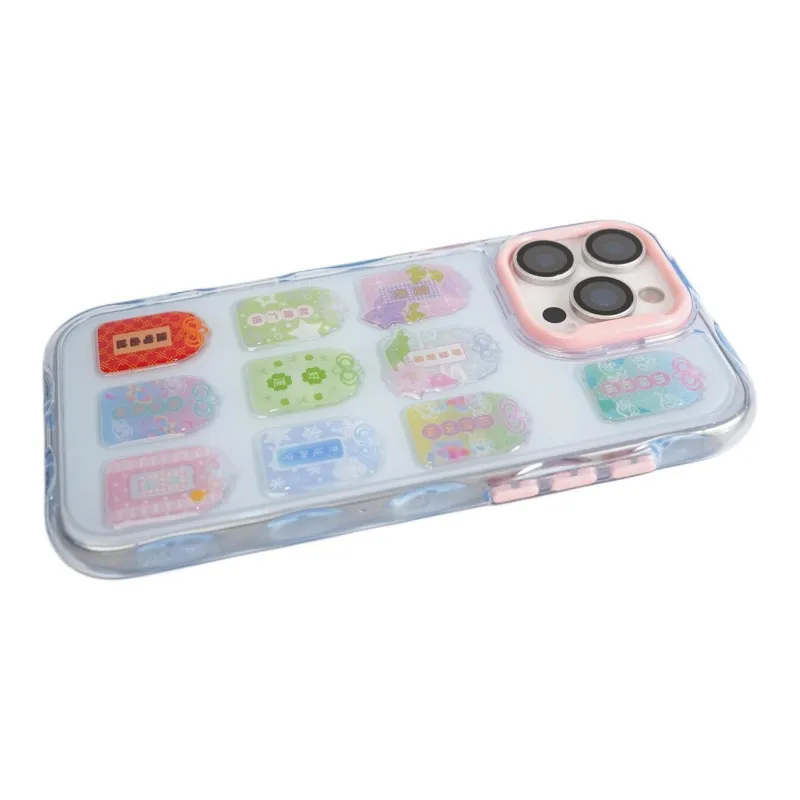 Sopi Acrylic Material 3D Effect Amulet Sticker Phone Cases Compatible With IPhone 16/15 Pro Max/Apple 13/14 Pro/Max-4