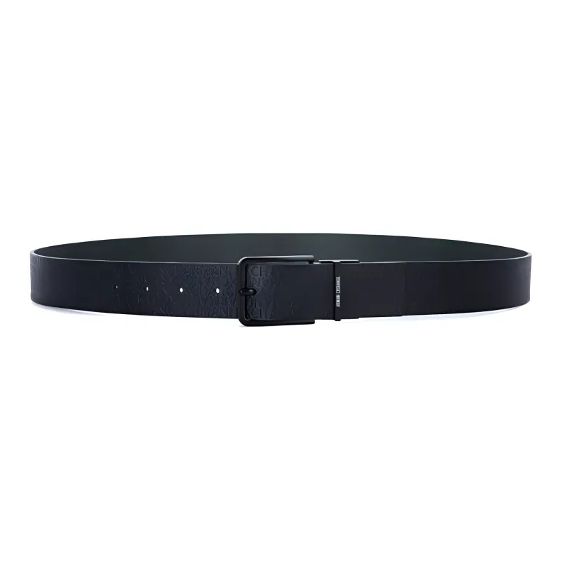 ARMANI EXCHANGEAE 3D Effect Letter Design Leather Belts Men's Navy Blue Width 3.5CM-2