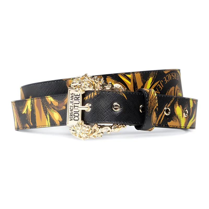 VERSACE JEANS COUTURE Leather Belts Unisex Black/Yellow-1