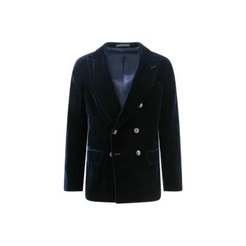 GIORGIO ARMANI Double Breasted Straight Hem Velvet Blazer