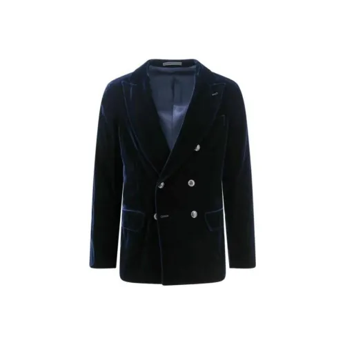 GIORGIO ARMANI Double Breasted Straight Hem Velvet Blazer