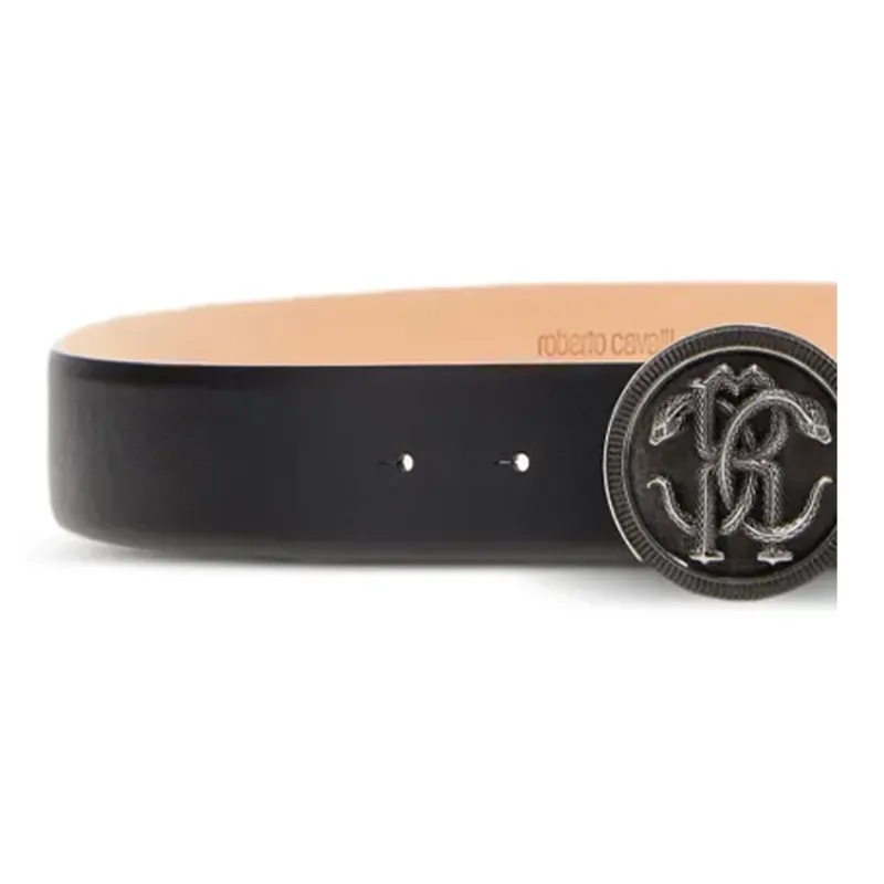 Roberto Cavalli Cattle Leather Belts Men's Black -2
