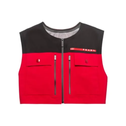 PRADA Vests Men Black Red