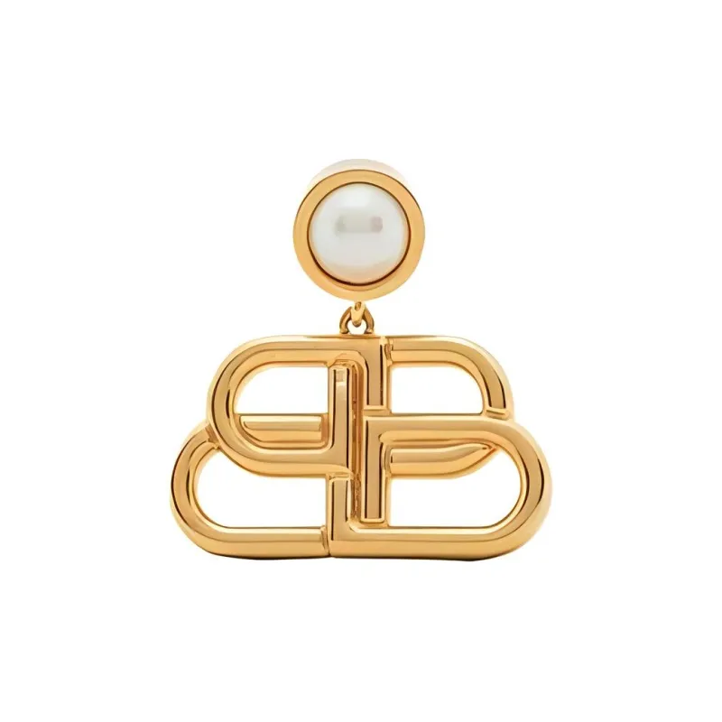 Balenciaga Pearl Gold Earrings Women's Gold-1