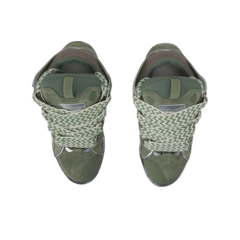 Lanvin Curb Low Top Skateboard Shoes Men's Green-4