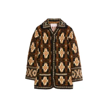 Valentino Geometric Patterned V Neck Cardigan
