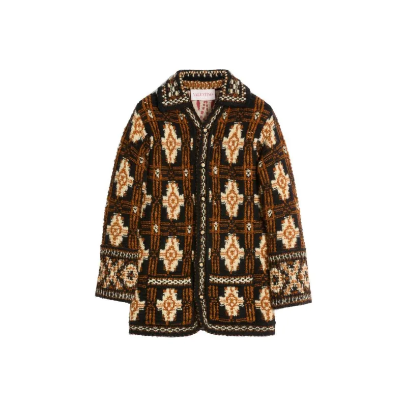 Valentino Garavani Geometric pattern Wool Cardigan-0