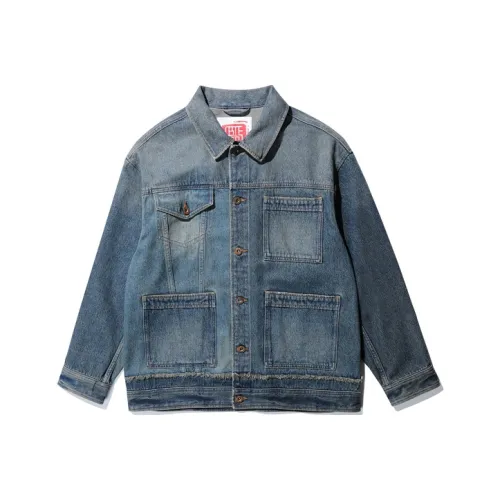ABLE JEANS 워시드 빈티지 인디고 남녀공용 데님 자켓