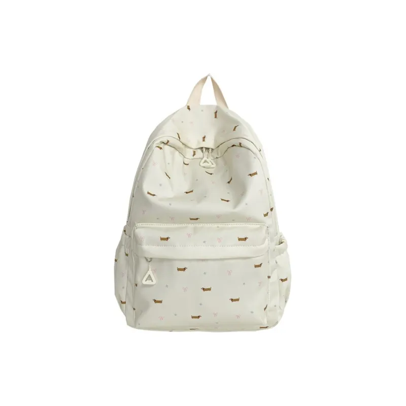 BRABOSTON Nylon Fabric Backpack Unisex Ivory/Gray-0