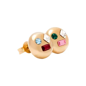 LOEWE Sterling Silver Crystal Gold Plated Earrings Unisex Gold