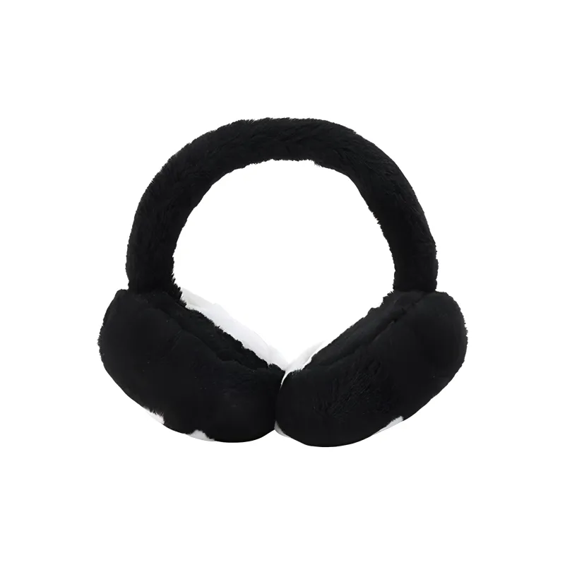 CHANEL Double-Sided Shearling And Lambskin Earmuffs Unisex Black/White-4