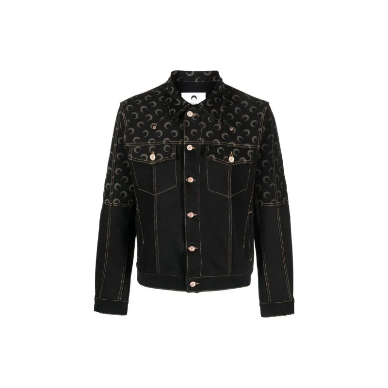 Marine Serre Denim Jackets Men Black-0