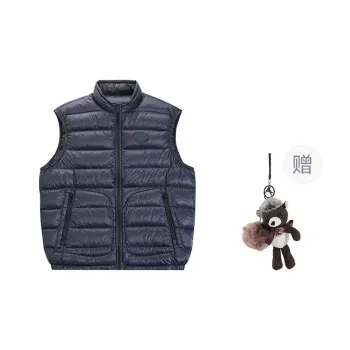 Ed Hardy Down Jacket Men's Midnight Blue With Saint Laurent Black Opium Fragrance Pendant Included