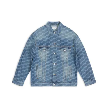 Balenciaga FW22 Denim Jacket Unisex Fitted Style Blue