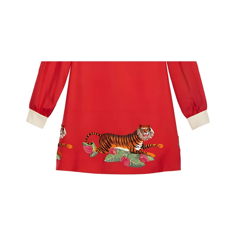 GUCCI SS22 Long Sleeved Dress Women's Red-5